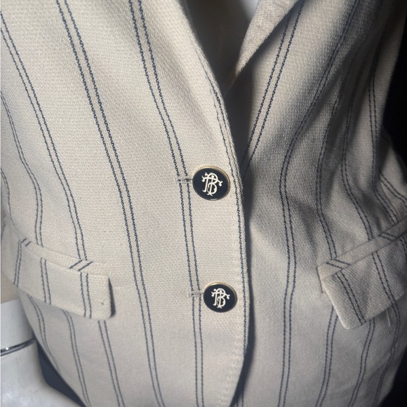 Tory Burch Cream Blazer with Navy Pinstripes - Picture 4 of 9
